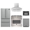 Forno 5-Piece Appliance Package - 36-Inch Dual Fuel Range, Refrigerator, Wall Mount Hood, 24-Inch Microwave Oven, & 3-Rack Dishwasher in Stainless Steel