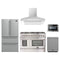 Forno 5-Piece Appliance Package - 48-Inch Dual Fuel Range, Refrigerator, Wall Mount Hood, 24-Inch Microwave Drawer, & 3-Rack Dishwasher in Stainless Steel