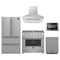 Forno 5-Piece Appliance Package - 36-Inch Gas Range, Refrigerator, Wall Mount Hood, 24-Inch Microwave Drawer, & 3-Rack Dishwasher in Stainless Steel