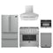 Forno 5-Piece Appliance Package - 36-Inch Gas Range, Refrigerator, Wall Mount Hood, 24-Inch Microwave Oven, & 3-Rack Dishwasher in Stainless Steel