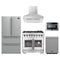 Forno 5-Piece Pro Appliance Package - 36-Inch Dual Fuel Range, Refrigerator, Wall Mount Hood, 24-Inch Microwave Drawer, & 3-Rack Dishwasher in Stainless Steel