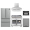 Forno 5-Piece Pro Appliance Package - 36-Inch Dual Fuel Range, Refrigerator, Wall Mount Hood, 24-Inch Microwave Oven, & 3-Rack Dishwasher in Stainless Steel