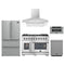 Forno 5-Piece Pro Appliance Package - 48-Inch Dual Fuel Range, Refrigerator, Wall Mount Hood, 30-Inch Microwave Drawer, & 3-Rack Dishwasher in Stainless Steel