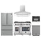 Forno 5-Piece Pro Appliance Package - 48-Inch Dual Fuel Range, Refrigerator, Wall Mount Hood, 24-Inch Microwave Oven, & 3-Rack Dishwasher in Stainless Steel