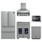 Forno 5-Piece Pro Appliance Package - 30-Inch Capriasca French Door Gas Range, Refrigerator, Wall Mount Hood, 24-Inch Microwave Drawer, & 3-Rack Dishwasher in Stainless Steel