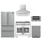 Forno 5-Piece Pro Appliance Package - 36-Inch Gas Range, Refrigerator, Wall Mount Hood, 30-Inch Microwave Drawer, & 3-Rack Dishwasher in Stainless Steel