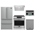 Forno 5-Piece Appliance Package - 30-Inch Espresso Donatello Induction Range, Under Cabinet Range Hood, Refrigerator, Dishwasher, and 30-Inch Microwave Oven in Stainless Steel