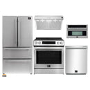Forno 5-Piece Appliance Package - 30-Inch Induction Range, Under Cabinet Range Hood, Refrigerator, Dishwasher, and  30-Inch Microwave Oven in Stainless Steel