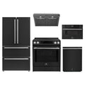 Forno 5-Piece Appliance Package - 30-Inch Induction Range, Under Cabinet Range Hood, French Door Refrigerator, Dishwasher, and 30-Inch Microwave Drawer in Black with Stainless Steel Trim