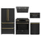 Forno 5-Piece Appliance Package - 30-Inch Induction Range, Under Cabinet Range Hood, French Door Refrigerator, Dishwasher, and 30-Inch Microwave Drawer in Black with Antique Brass Trim