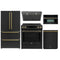 Forno 5-Piece Appliance Package - 30-Inch Induction Range, Under Cabinet Range Hood, Refrigerator, Dishwasher, and 30-Inch Microwave Oven in Black with Antique Brass Trim