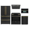 Forno 5-Piece Appliance Package - 30-Inch Espresso Donatello Induction Range, Under Cabinet Range Hood, Refrigerator, Dishwasher, and 30-Inch Microwave Oven in Black with Antique Brass Trim
