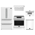Forno 5-Piece Appliance Package - 30-Inch Induction Range, Under Cabinet Range Hood, French Door Refrigerator, Dishwasher, and 30-Inch Microwave Drawer in White with Stainless Steel Trim