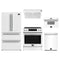 Forno 5-Piece Appliance Package - 30-Inch Induction Range, Under Cabinet Range Hood, French Door Refrigerator, Dishwasher, and 30-Inch Microwave Drawer in White with Stainless Steel Trim