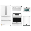 Forno 5-Piece Appliance Package - 30-Inch Inducton Range, Under Cabinet Range Hood, Refrigerator, Dishwasher, and  24-Inch Microwave Oven in White with Stainless Steel Trim