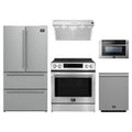 Forno 5-Piece Appliance Package - 30-Inch Espresso Donatello Induction Range, Under Cabinet Range Hood, Refrigerator, Dishwasher, and Microwave Drawer in Stainless Steel