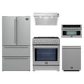 Forno 5-Piece Appliance Package - 30-Inch Leonardo Espresso Induction Range, Under Cabinet Range Hood, Refrigerator, Dishwasher, and 30-Inch Microwave Oven in Stainless Steel