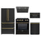 Forno 5-Piece Appliance Package - 30-Inch Leonardo Espresso Induction Range, Under Cabinet Range Hood, French Door Refrigerator, Dishwasher, and 30-Inch Microwave Drawer in Black with Antique Brass Trim