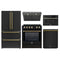 Forno 5-Piece Appliance Package - 30-Inch Induction Range, Under Cabinet Range Hood, French Door Refrigerator, Dishwasher, and 30-Inch Microwave Drawer in Black with Antique Brass Trim