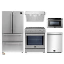 Forno 5-Piece Appliance Package - 30-Inch Induction Range, Under Cabinet Range Hood,  French Door Refrigerator, Dishwasher, and  Microwave Drawer in Stainless Steel