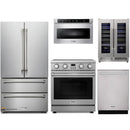 Thor Kitchen A-Series 5-Piece Appliance Package - 30-Inch Electric Range, Refrigerator, Dishwasher, Microwave, and Wine Cooler in Stainless Steel