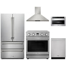 Thor Kitchen A-Series 5-Piece Appliance Package - 30-Inch Electric Range, Wall Mount Range Hood, Refrigerator, Dishwasher, and Microwave in Stainless Steel