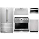 Thor Kitchen A-Series 5-Piece Appliance Package - 36-Inch Electric Range, Under Cabinet Range Hood, Refrigerator, Dishwasher, and Microwave in Stainless Steel