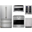 Thor Kitchen A-Series 5-Piece Appliance Package - 36-Inch Propane Gas Range, Refrigerator, Dishwasher, Microwave, and Wine Cooler in Stainless Steel
