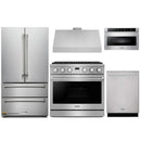 Thor Kitchen A-Series 5-Piece Appliance Package - 36-Inch Propane Gas Range, Under Cabinet Range Hood, Refrigerator, Dishwasher, and Microwave in Stainless Steel