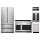 Thor Kitchen A-Series 5-Piece Appliance Package - 48-Inch Propane Gas Range, Refrigerator, Dishwasher, Microwave, and Wine Cooler in Stainless Steel