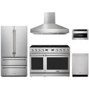 Thor Kitchen A-Series 5-Piece Appliance Package - 48-Inch Propane Gas Range, Pro-Style Wall Mount Range Hood, Refrigerator, Dishwasher, and Microwave in Stainless Steel