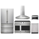 Thor Kitchen A-Series 5-Piece Appliance Package - 48-Inch Gas Range, Pro-Style Wall Mount Range Hood, Refrigerator, Dishwasher, and Microwave in Stainless Steel