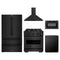 ZLINE 5-Piece Appliance Package - 30-Inch Dual Fuel Range, Hood, Refrigerator, Dishwasher, and Microwave Drawer in Black Stainless Steel