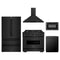 ZLINE 5-Piece Appliance Package - 36-Inch Dual Fuel Range, Hood, Refrigerator, Dishwasher, and Microwave Drawer in Black Stainless Steel