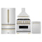 ZLINE 5-Piece Appliance Package - 36-Inch Dual Fuel Range, Hood, Refrigerator, Dishwasher, and Microwave Drawer in Stainless Steel with Champagne Bronze Accents