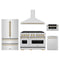 ZLINE 5-Piece Appliance Package - 48-Inch Autograph Edition Dual Fuel Range, Wall Mount Range Hood, 36-Inch French Door Refrigerator, Dishwasher, and 30-Inch Microwave Drawer in Stainless Steel with Champagne Bronze Accents