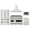 ZLINE 5-Piece Appliance Package - 48-Inch Autograph Edition Dual Fuel Range, Wall Mount Range Hood, 36-Inch French Door Refrigerator, Dishwasher, and 30-Inch Microwave Drawer in Stainless Steel with Gold Accents