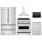 ZLINE 5-Piece Appliance Package - 30-Inch Gas Range, Hood, Refrigerator, Dishwasher, and Microwave Drawer in Stainless Steel