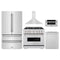 ZLINE 5-Piece Appliance Package - 36-Inch Classic Gas Range, Wall Mount Range Hood, 36-Inch French Door Refrigerator, Dishwasher, and 30-Inch Microwave Drawer in Stainless Steel