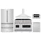 ZLINE 5-Piece Appliance Package - 48-Inch Classic Gas Range, Wall Mount Range Hood, 36-Inch French Door Refrigerator, Dishwasher, and 30-Inch Microwave Drawer in Stainless Steel