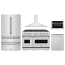 ZLINE 5-Piece Appliance Package - 48-Inch Gas Range, Hood, Refrigerator, Dishwasher, and Microwave Drawer in Stainless Steel