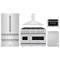 ZLINE 5-Piece Appliance Package - 48-Inch Gas Range, Hood, Refrigerator, Dishwasher, and Microwave Drawer in Stainless Steel