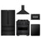 ZLINE 5-Piece Appliance Package - 30-Inch Gas Range, Hood, Refrigerator, Dishwasher, and Microwave Drawer in Black Stainless Steel