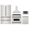 ZLINE 5-Piece Appliance Package - 36-Inch Autograph Edition Gas Range, Wall Mount Range Hood, 36-Inch French Door Refrigerator, Dishwasher, and 30-Inch Microwave Drawer in Stainless Steel with Champagne Bronze Accents