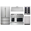 Thor Kitchen 5-Piece Pro Appliance Package - 48-Inch Dual Fuel Range with Propane Gas Cooktop , Under Cabinet 11-Inch Hood, French Door Refrigerator, Dishwasher, and Wine Cooler in Stainless Steel