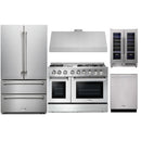Thor Kitchen 5-Piece Pro Appliance Package - 48-Inch Dual Fuel Range, Under Cabinet 11-Inch Hood, French Door Refrigerator, Dishwasher, and Wine Cooler in Stainless Steel