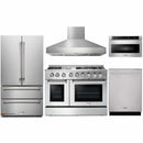 Thor Kitchen 5-Piece Pro Appliance Package - 48-Inch Dual Fuel Range with Propane Gas Cooktop , French Door Refrigerator, Dishwasher, Pro Wall Mount Hood, and Microwave Drawer in Stainless Steel