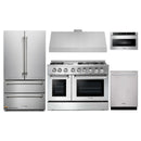Thor Kitchen 5-Piece Pro Appliance Package - 48-Inch Dual Fuel Range with Propane Gas Cooktop , French Door Refrigerator, Dishwasher, Under Cabinet 11-Inch Tall Hood, and Microwave Drawer in Stainless Steel