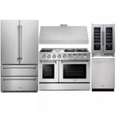 Thor Kitchen 5-Piece Pro Appliance Package - 48-Inch Gas Range, French Door Refrigerator, Dishwasher, Under Cabinet 11-Inch Tall Hood & Wine Cooler in Stainless Steel