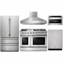 Thor Kitchen 5-Piece Pro Appliance Package - 48-Inch Propane Gas Range, French Door Refrigerator, Dishwasher, Pro Wall Mount Hood, and Microwave Drawer in Stainless Steel